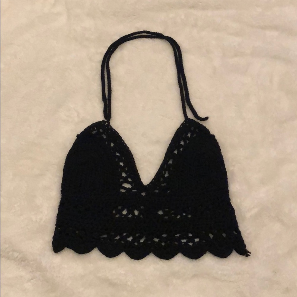 Crochet‎ Black Halter Top